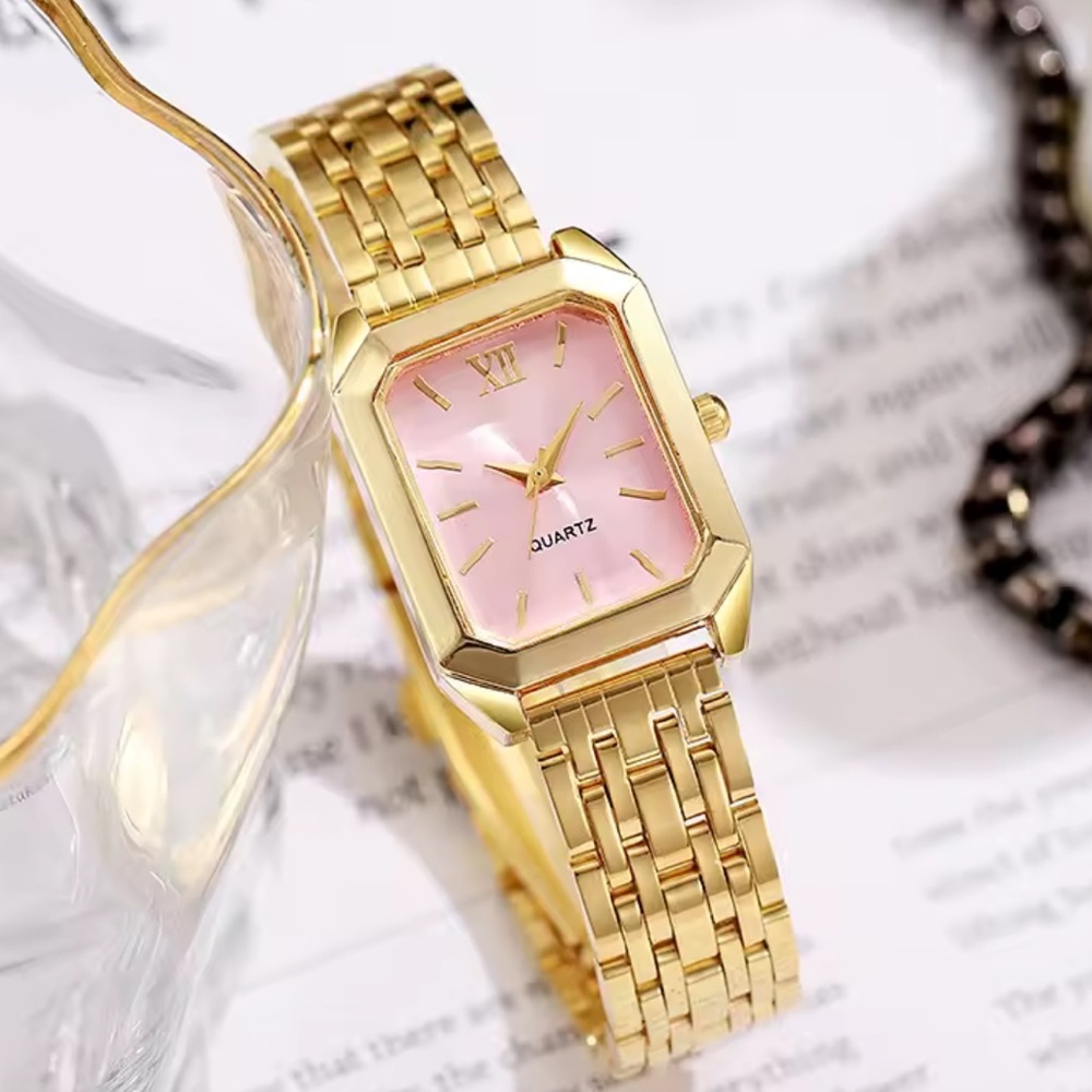 Simple Square Gold And Purple Women's Watch